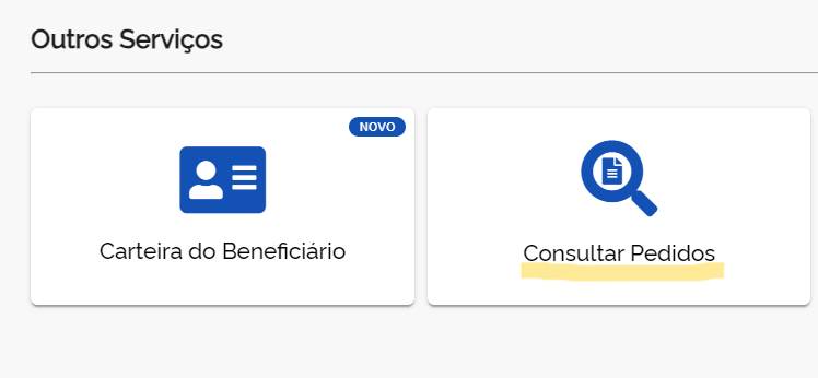 Opção 'consultar pedidos" no "Meu INSS"